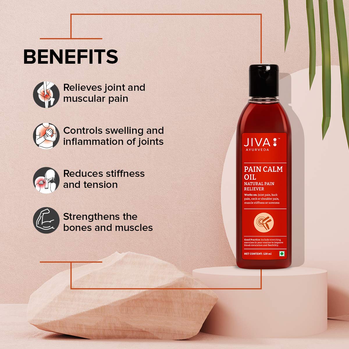 Jiva Pain Calm Oil 120ml With Free Jatyadi Oil 20 ml | 100% Ayurvedic Formula | Blend Of 5 Ayurvedic Oils | Relieves Muscle & Joint Pain | Controls Swelling & Joint Inflammation (Pack of 3)