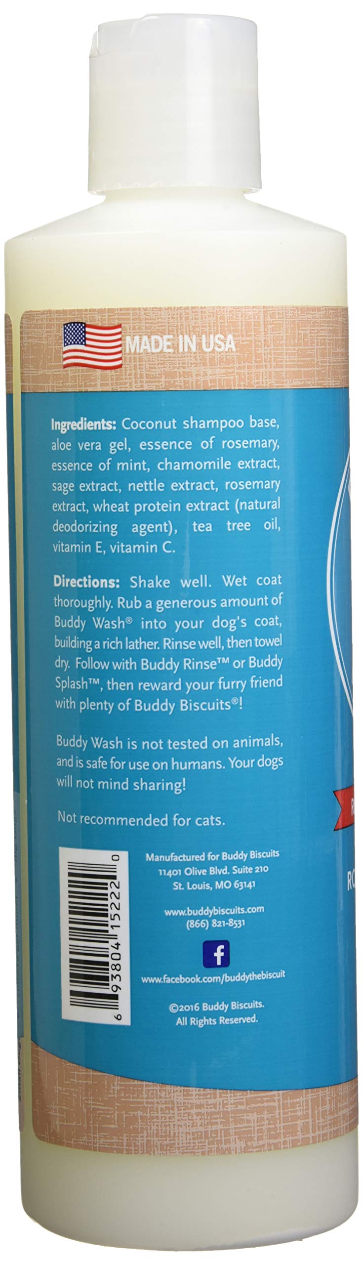 Buddy Wash 2-in-1 Dog Shampoo and Conditioner for Dog Grooming, Rosemary & Mint, 16 oz. Bottle
