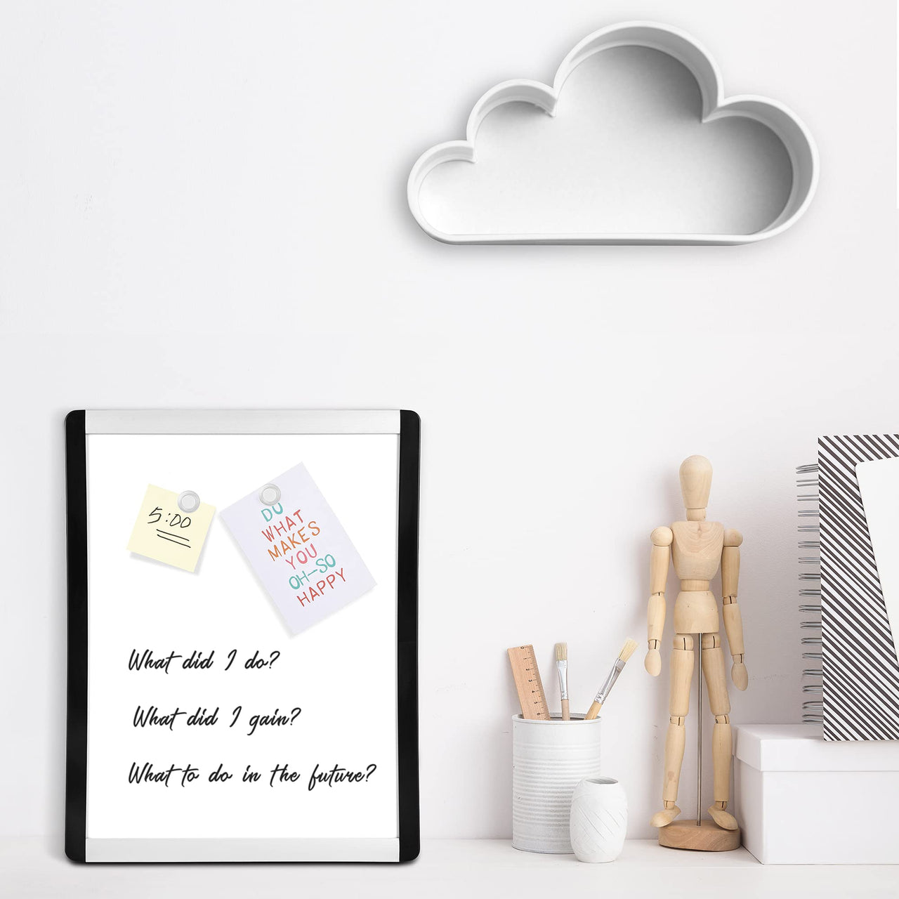 Basics Small Dry Erase Whiteboard, Magnetic White Board with Marker and Magnets - 8.5" x 11", Plastic/Aluminum Frame 8.5"x11"