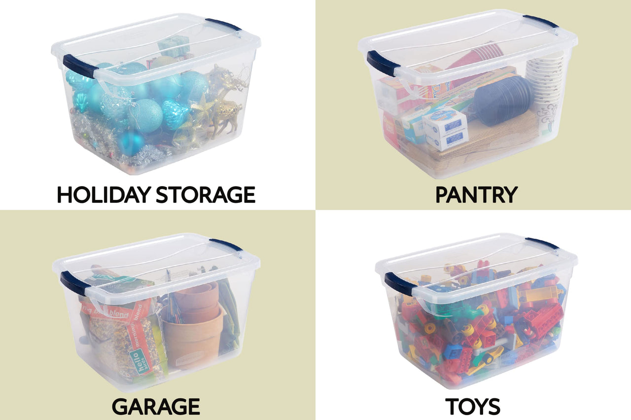 Rubbermaid Cleverstore Under the Bed 70 Qt Wheeled 2-Pack, Clear Storage Bins with Latching Lids, Stackable, BPA-Free, Made in USA Under the Bed - 2 Pack