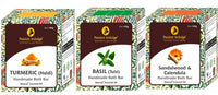 Passion Indulge Handmade Soaps Natural Bath Bar - Sandalwood, Basil (Tulasi) and Turmeric Soap Combo Pack