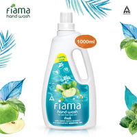 Fiama Fresh Hand Wash, 1000 ml Family Pack, with Green Apple Extracts and Peppermint Essential Oil, Soft and Supple Hands, Fragrant Handwash
