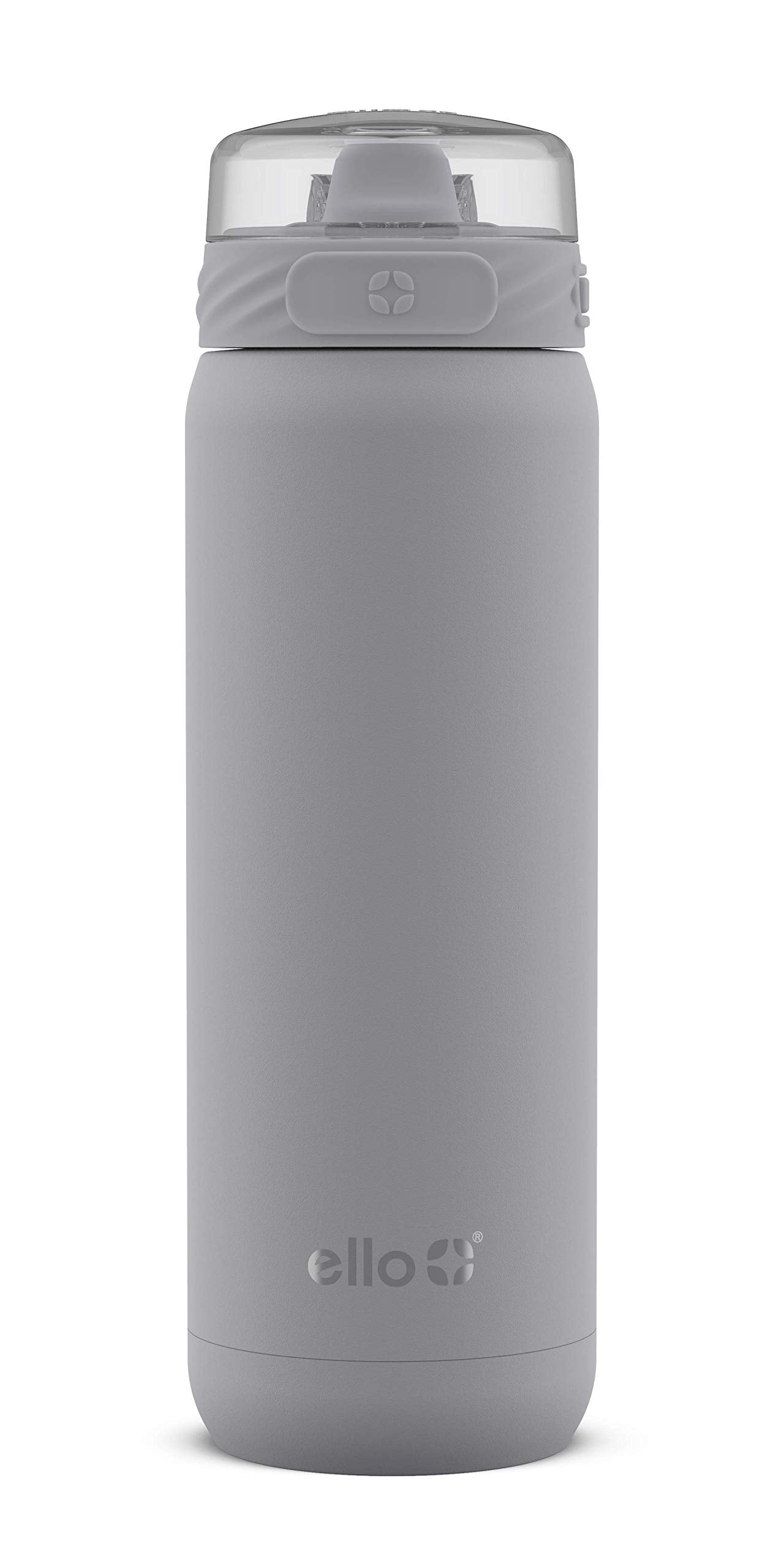 Ello Cooper Stainless Steel Water Bottle with Straw and Carry Handle, Double Walled and Vacuum Insulated Metal, Leak Proof Locking Lid with Soft Silicone Spout, Reusable, BPA Free, 22oz, 32oz, 40oz Gray