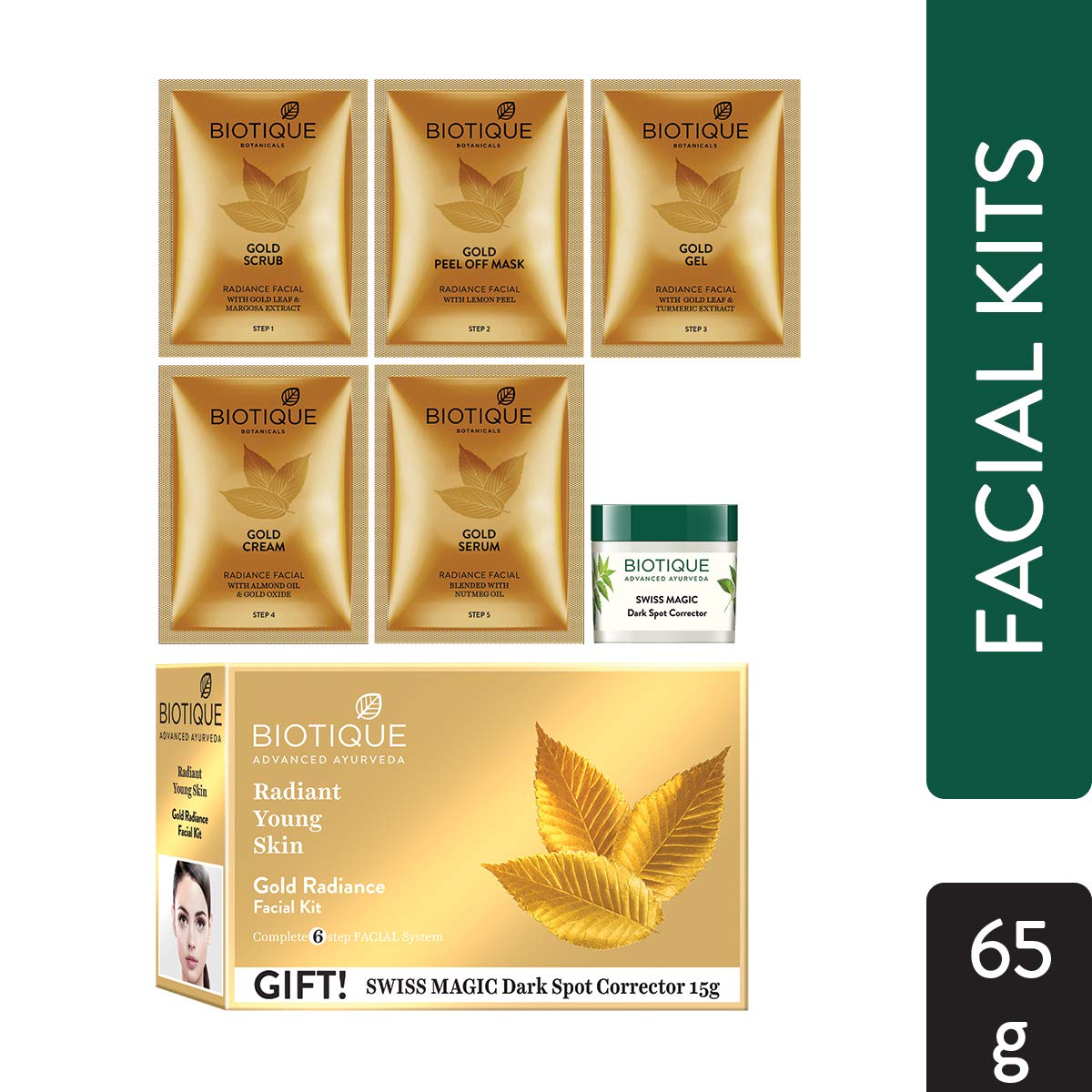 Biotique Bio Gold Radiance Facial Kit, 65 g & Biotique Bio Diamond Facial Kit, 65g