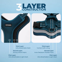 Air Frontier Mesh Dog Harness with Steel Leash D-Ring, Reflective Stitching, and Lightweight Breathable No-Pull Design, Adjustable Neck and Chest Straps for Small to Large Breeds - BUW, S