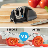 KitchenIQ 51420 | Edge Grip 2-Stage Knife Sharpener | Black  3 Pack | Coarse & Fine Sharpeners | Compact for Easy Storage | Stable Non-Slip Base | Soft Grip Rubber Handle | Straight & Serrated Knives