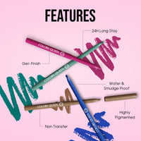COLORS QUEEN Extreme Color Kajal - 02 True Red, 0.4G | Smooth One Stroke Application Ultra Creamy Texture | Non Transfer, Smudge Proof, Water Proof Kajal | For Women, Last Up To 16 Hrs