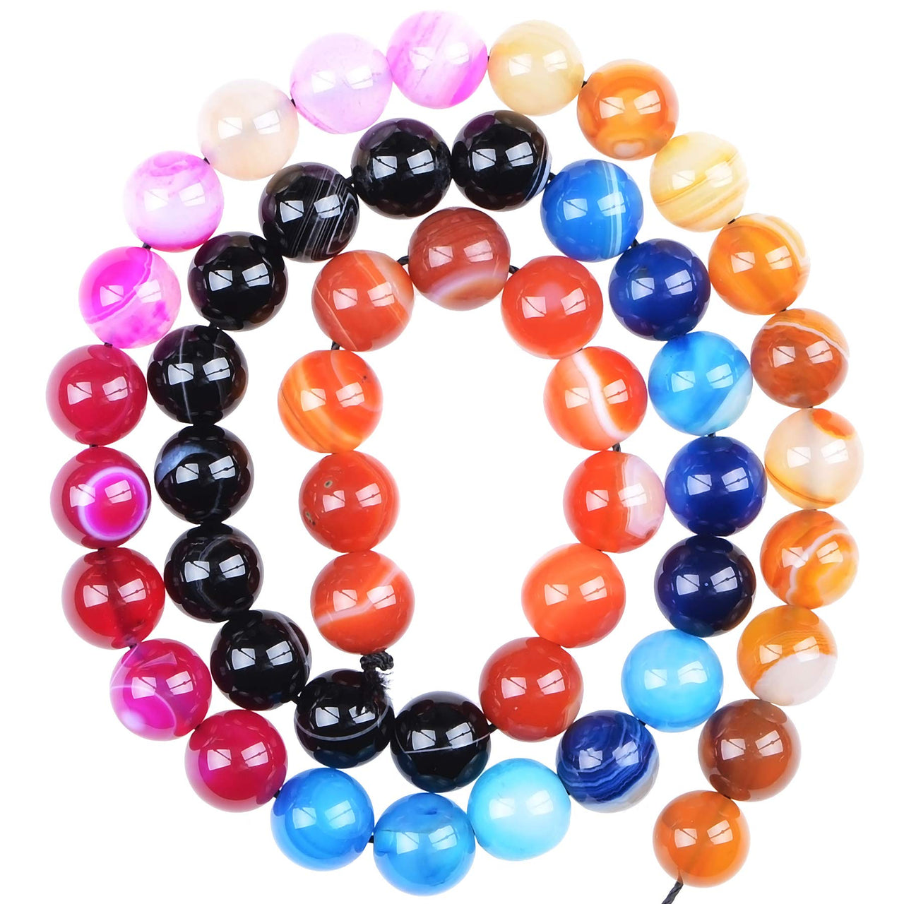 Massive Beads 140PCS 6MM Natural Crystal Beads Stripe Agate Gemstone Round Loose Energy Healing Beads with Free Crystal Stretch Cord for Jewelry Making (Stripe Agate, 6MM)
