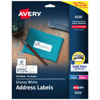 Avery Address Labels with Sure Feed and Easy Peel Technology, Glossy White Labels, 1