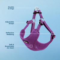 Best Pet Supplies Voyager Adjustable Dog Harness with Reflective Stripes for Walking, Jogging, Heavy-Duty Full Body No Pull Vest with Leash D-Ring, Breathable All-Weather - Harness (Purple), S Harness (Purple) S (Chest: 15 - 18