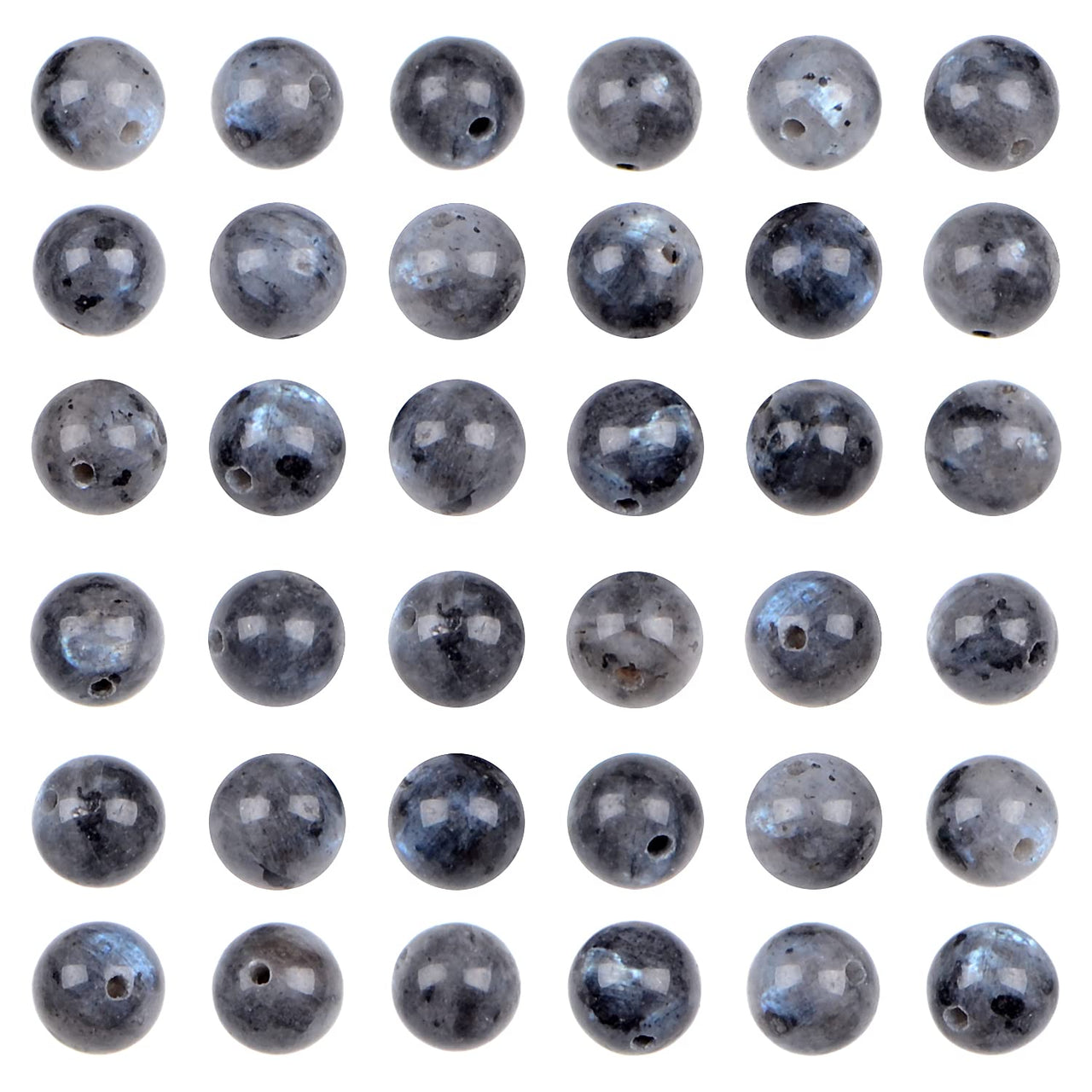 Bymitel 140Pcs Natural Crystal Beads Stone Gemstone Round Energy Healing Loose Beads with Stretch Cord for Jewelry Making Bracelets Anklets (Larvikite Labradorite, 8mm 140pcs) Larvikite Labradorite