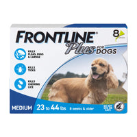 FRONTLINE Plus Flea and Tick Treatment for Medium Dogs Up to 23 to 44 lbs., 8 Treatments 8 count