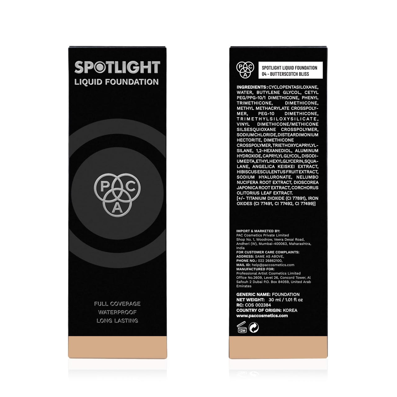 PAC Spotlight Liquid Foundation - 04 (Butterscotch Bliss)