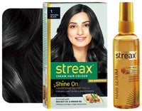 Streax Hair Serum 125ml, Vitalized with Walnut Oil, For Hair Smoothening & Shine, For Dry & Frizzy Hair Permanent Hair Colour, 100% Grey coverage, Infused with Argan and Walnut Oil