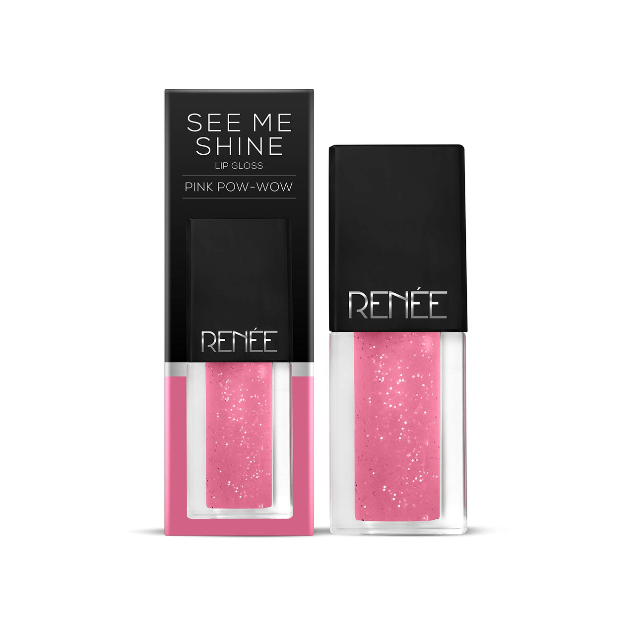RENEE See Me Shine Lip Gloss, Glossy Finish for All Skin Tone, Enriched with Jojoba Oil, Non Sticky, Hydrating, Easy Glide Formula, Pink Pow-Wow 2.5ml & See Me Shine Lip Gloss (It's Blood Red)