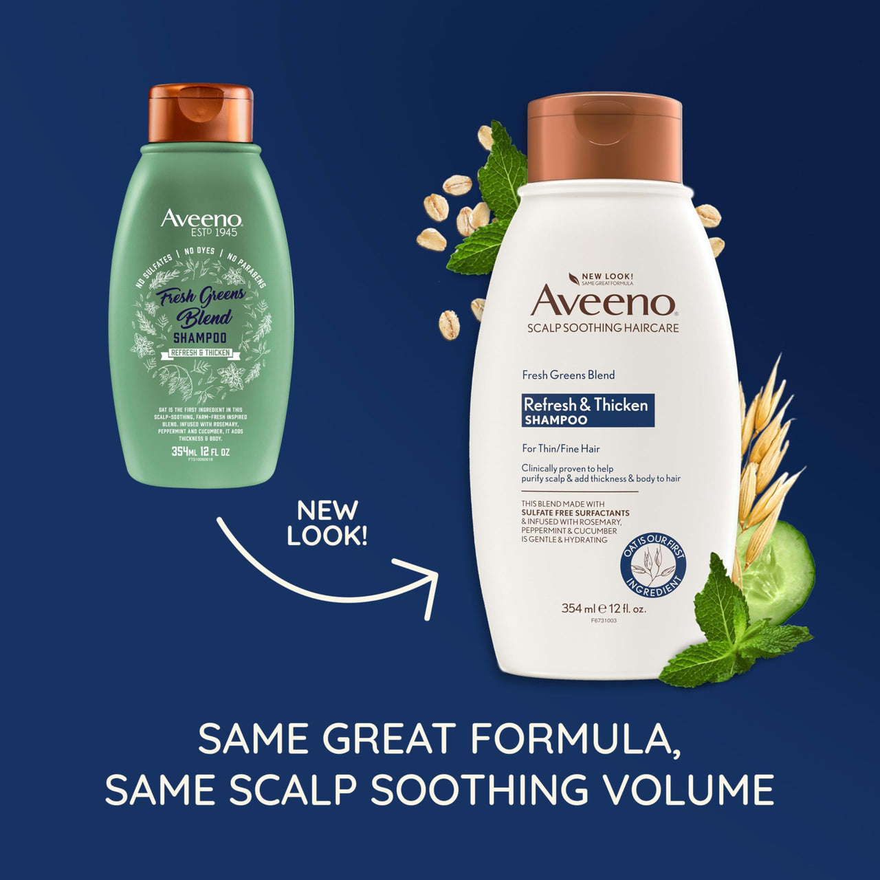 Aveeno Nature's Baby Organics Scalp Soothing Fresh Greens Blend Shampoo For Volume, Thickness And Refresh, Sulfate Free Shampoo, No Dyes Or Parabens, 12 Fl. Oz, 354Ml