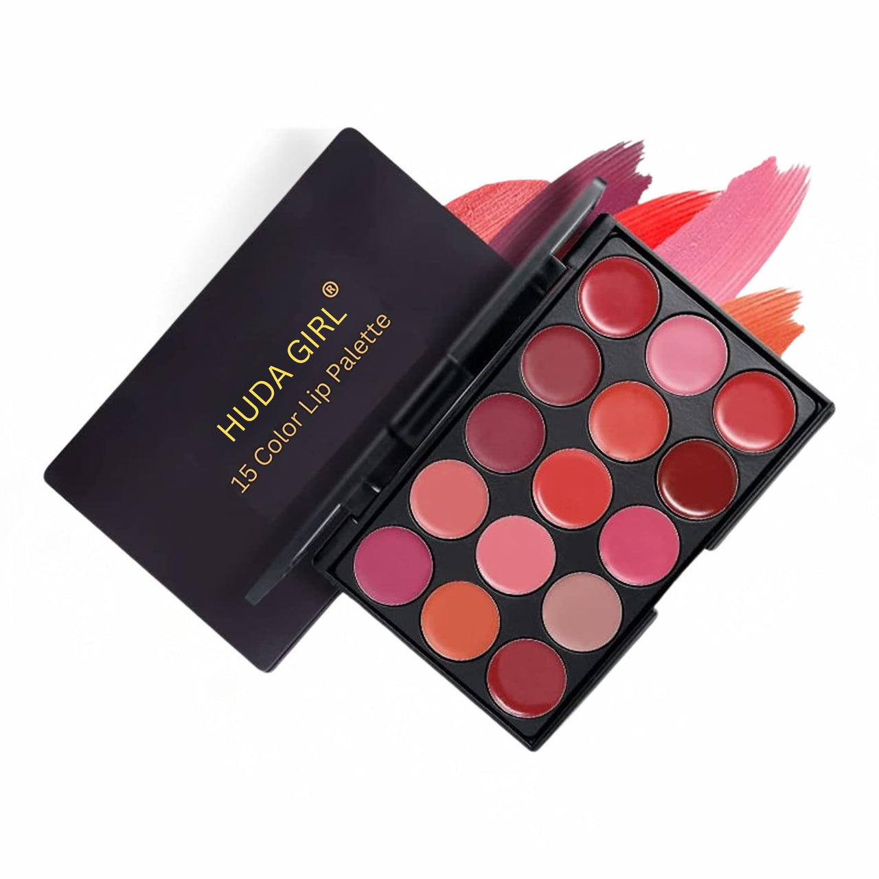 Huda Girl 15 CLR Lip Palette - Pink, Red, Nude & Brown Shades- Waterproof Lipstick Pallete - Smooth Finish MATTE LIPSTICK WOMEN AND GIRLS Travel Friendly Lipstick