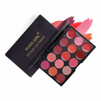 Huda Girl 15 CLR Lip Palette - Pink, Red, Nude & Brown Shades- Waterproof Lipstick Pallete - Smooth Finish MATTE LIPSTICK WOMEN AND GIRLS Travel Friendly Lipstick