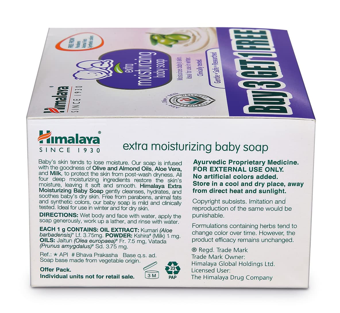 Himalaya Gentle Baby Shampoo (200ml) & Himalaya Extra Moisturizing Baby Soap (300g),buy 3 get 1 free(4N X 75g)