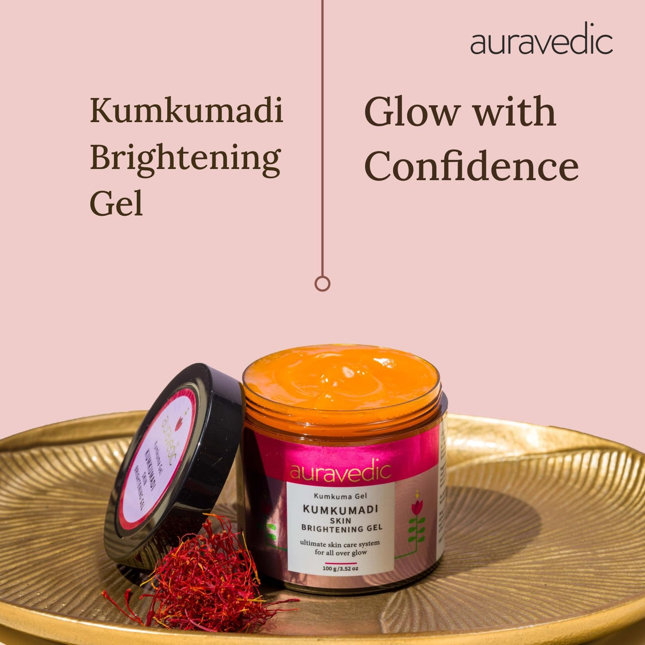 Auravedic Kumkumadi Gel Facial Moisturizer With Kumkumadi Oil For Face For Glowing Skin Pigmentation Dark Spots Moisturiser 100g Skin Brightening Gel