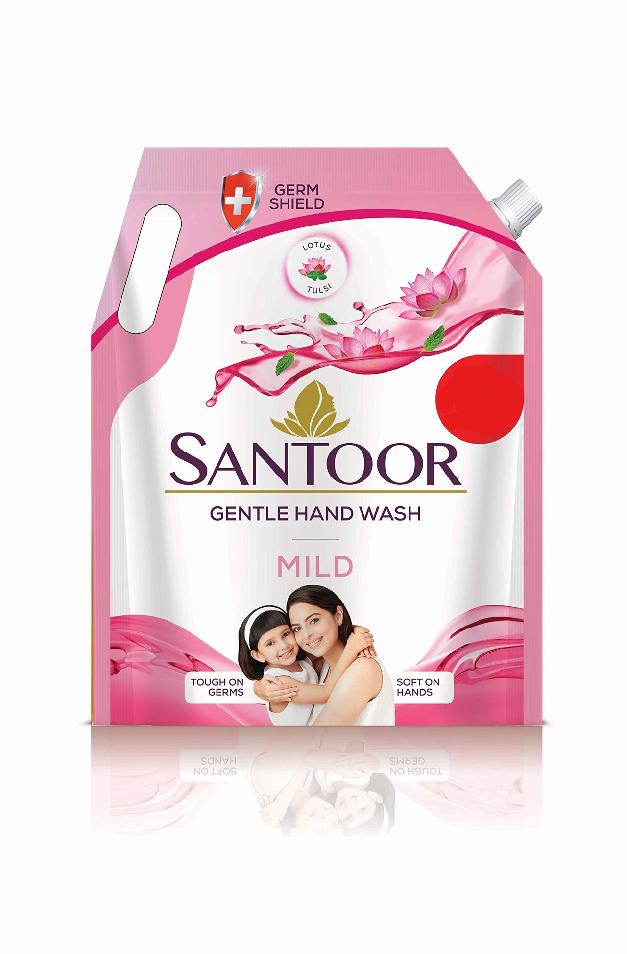 Santoor Classic Gentle Handwash with Sandalwood and Tulsi for Bacteria and Germ Protection, 750ml, Pack of 2 & Santoor Mild Handwash, 1500 ml