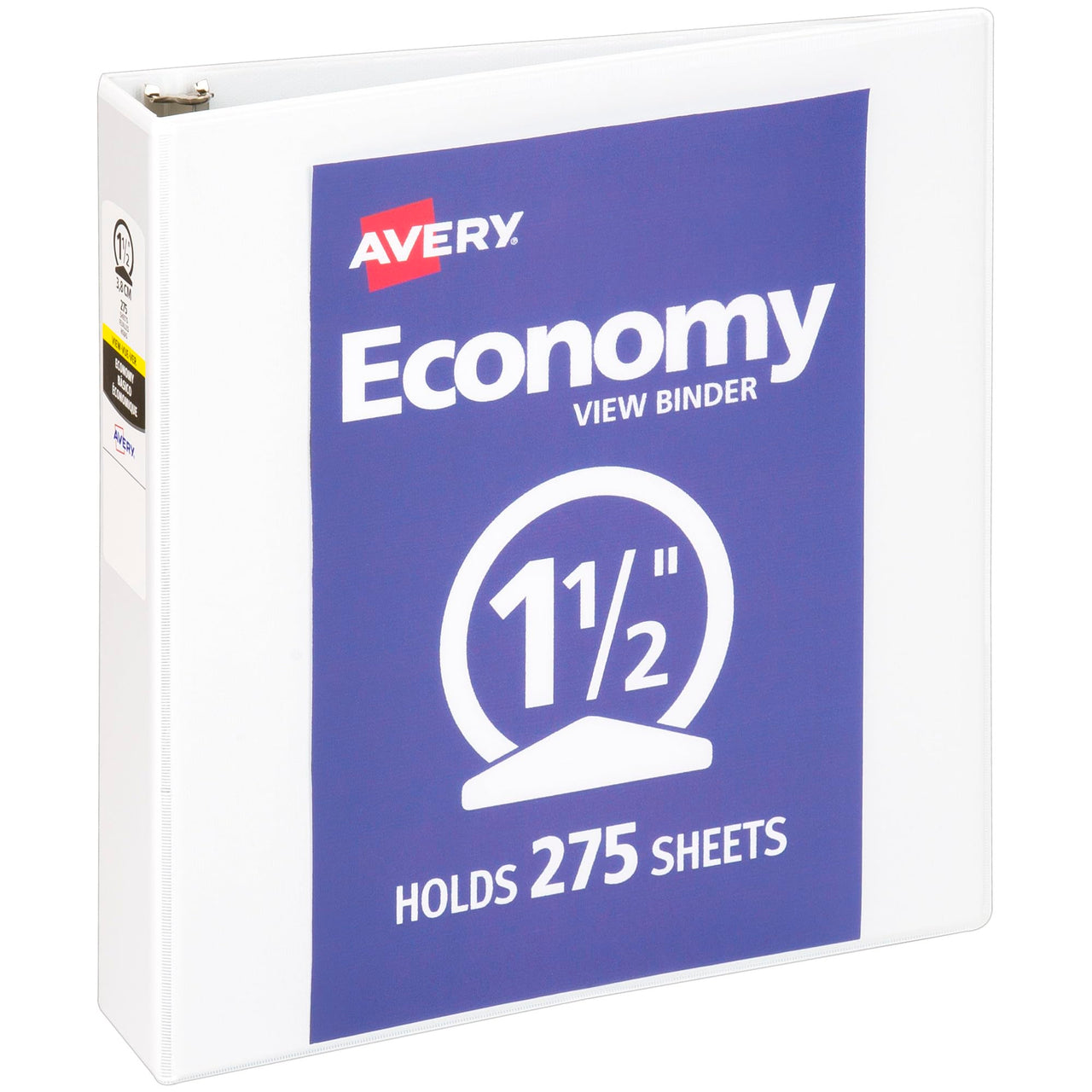 Avery Economy View 3 Ring Binder, 1.5" Round Rings, 1 White Binder (05726) 1.5" 1 Pack