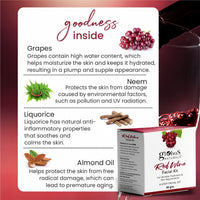 Globus Naturals Red Wine Peel Off Mask & Facial Kit Combo, Anti Ageing Formula, For All Skin Types
