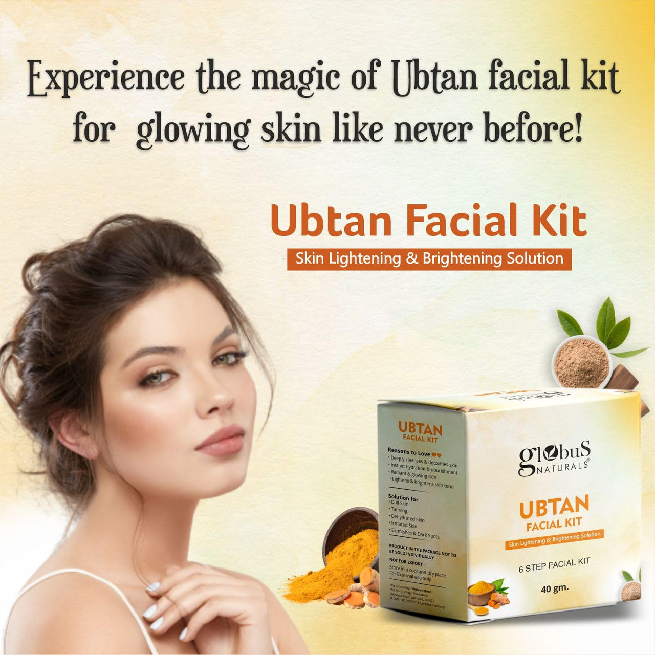 Globus Naturals Facial Kit Combo-Skin Lightening Ubtan & Tan Removal De-Tan Facial Kit, For All Skin Types