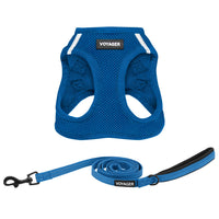 Voyager Step-in Air All Weather Mesh Harness and Reflective Dog 5 ft Leash Combo with Neoprene Handle, for Small, Medium and Large Breed Puppies by Best Pet Supplies - Set (Royal Blue), XL