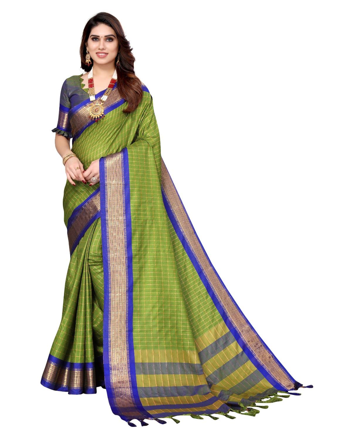 Tarshika Women's  Cotton Silk Handloom Weaving Silk Saree With Rich Contrast Pallu(COTTON SILK SAREE_04)