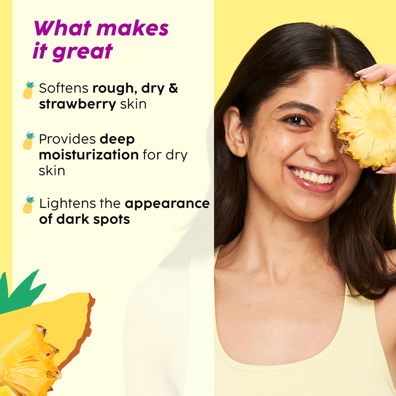 PLIX - THE PLANT FIX Pineapple Depigmentation regime for Fresh, Bright & Even Skin | With Juicy Cleanser & Body Wash & Moisturizer | Reduces Pigmentation & Dark Spots| Smoothens Strawberry Skin | For All Skin Types l Men & Women