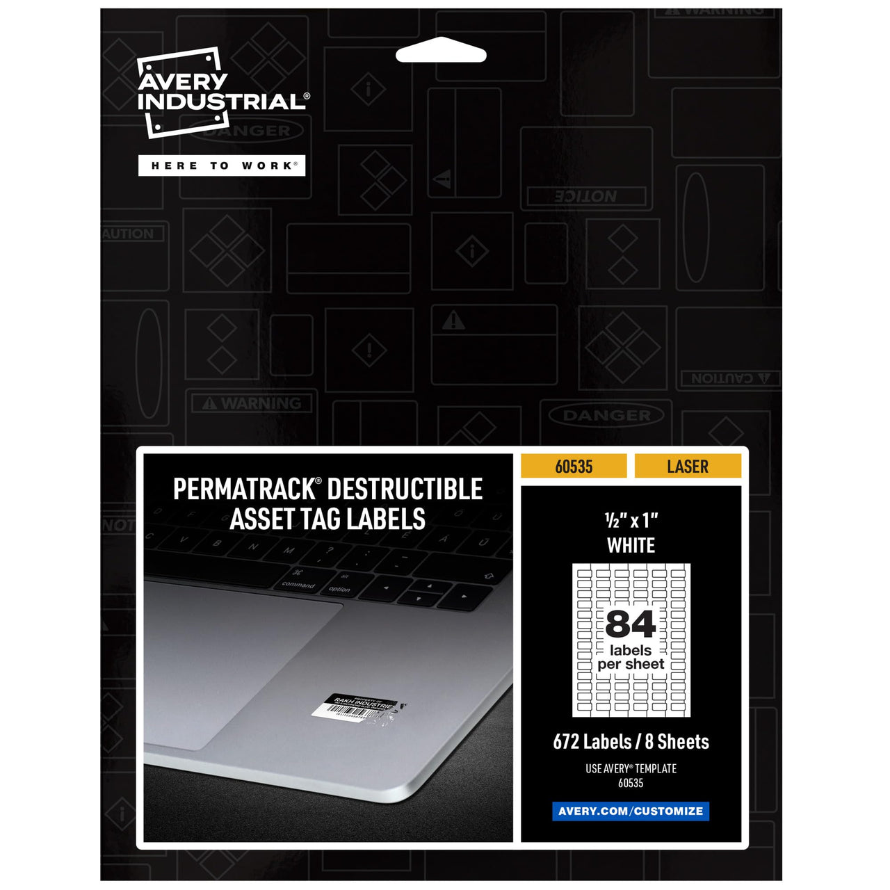 Avery White Asset Tag Labels, 1/2" x 1", Destructible Laser Printable Tags, 672 Waterproof Labels (60535) 1/2" x 1"