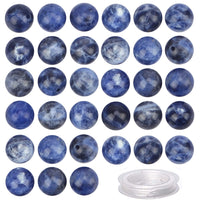 100Pcs Natural Crystal Beads Stone Gemstone Round Loose Energy Healing Beads with Free Crystal Stretch Cord for Jewelry Making (Blue Sodalite, 8MM) Blue Sodalite