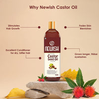Newish Cold Pressed Castor Oil for Hair Growth, Skin & Eyebrows |Pure & Organic Arandi Oil |Promotes Thicker, Longer Hair & Repairs Cracked Heels - 200ml