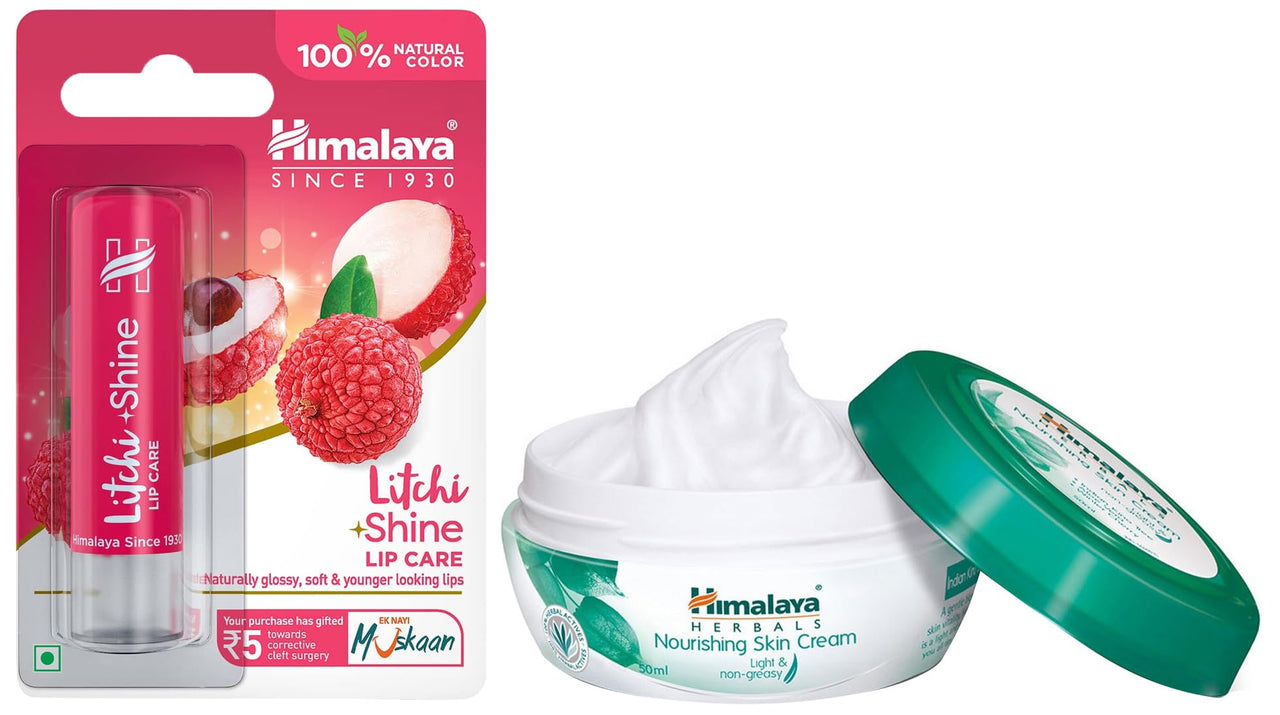 Himalaya Litchi Shine Lip Care, 4.5g & Himalaya Nourishing Skin Cream, 100ml
