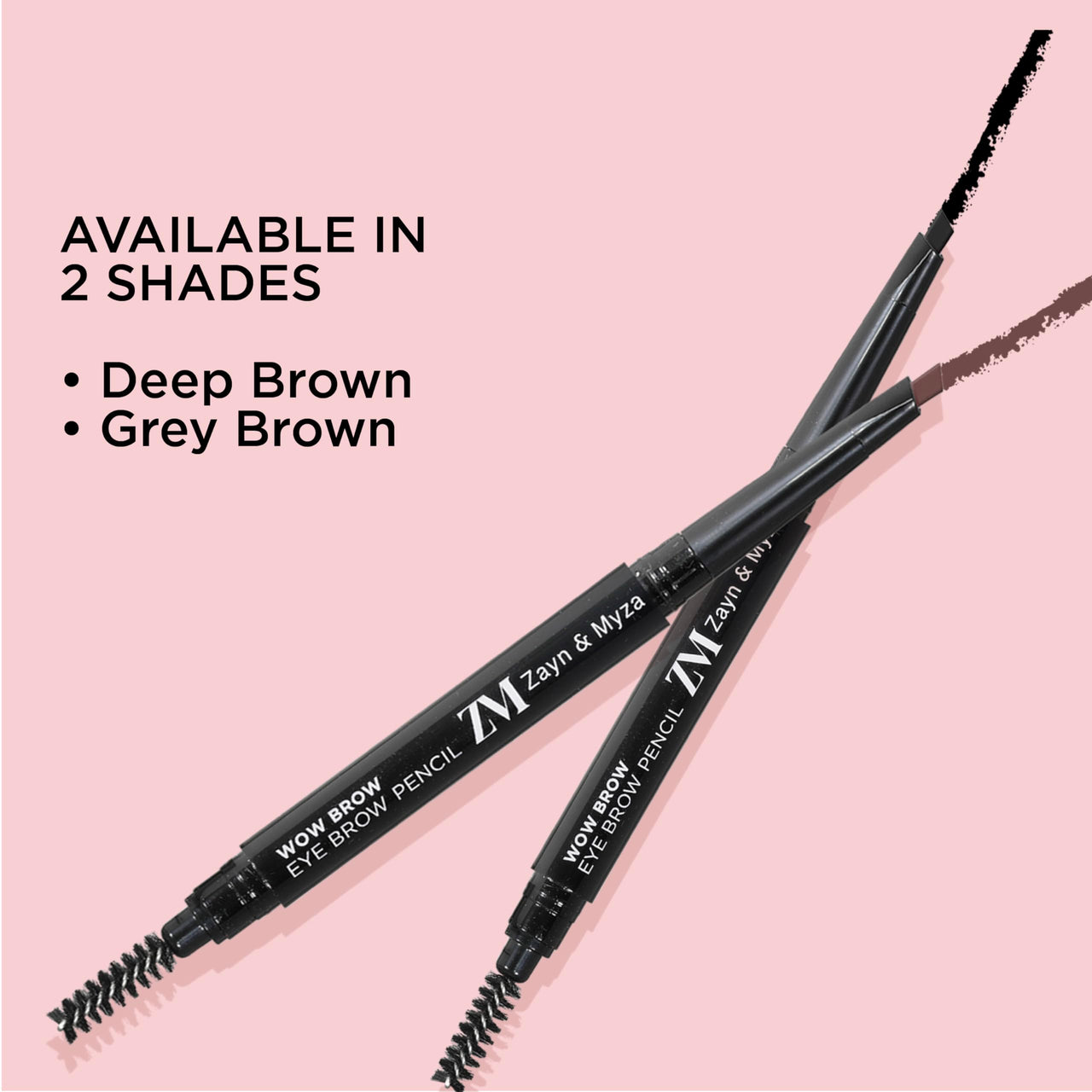 ZM Zayn & Myza Wow Brow Eyebrow Pencil Enriched with Castor Oil | Smudge Proof | Water Proof | Lasts Up to 12 hours - (Deep Brown, 0.35gm)