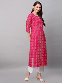 GoSriKi Women's  Cotton Blend Printed Straight Kurta