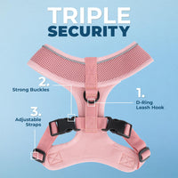 Aerolite No Pull Mesh Dog Harness with Lightweight, Soft, Breathable Chest Coverage, Reflective Stitching, and Adjustable Straps for Walking, Running, Training, Heavy Duty and Durable - Pink, L