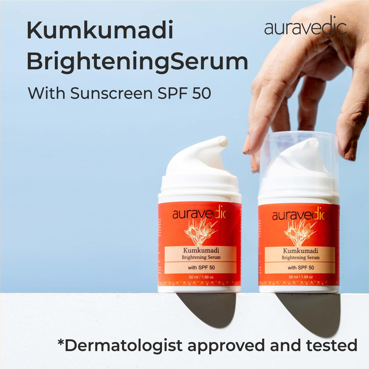 Auravedic Kumkumadi serum Sunscreen SPF 50 for oily skin,dry and combination skin Kumkumadi tailam face serum for glowing skin Brightening Serum for pigmentation and dark spot with kumkumadi oil