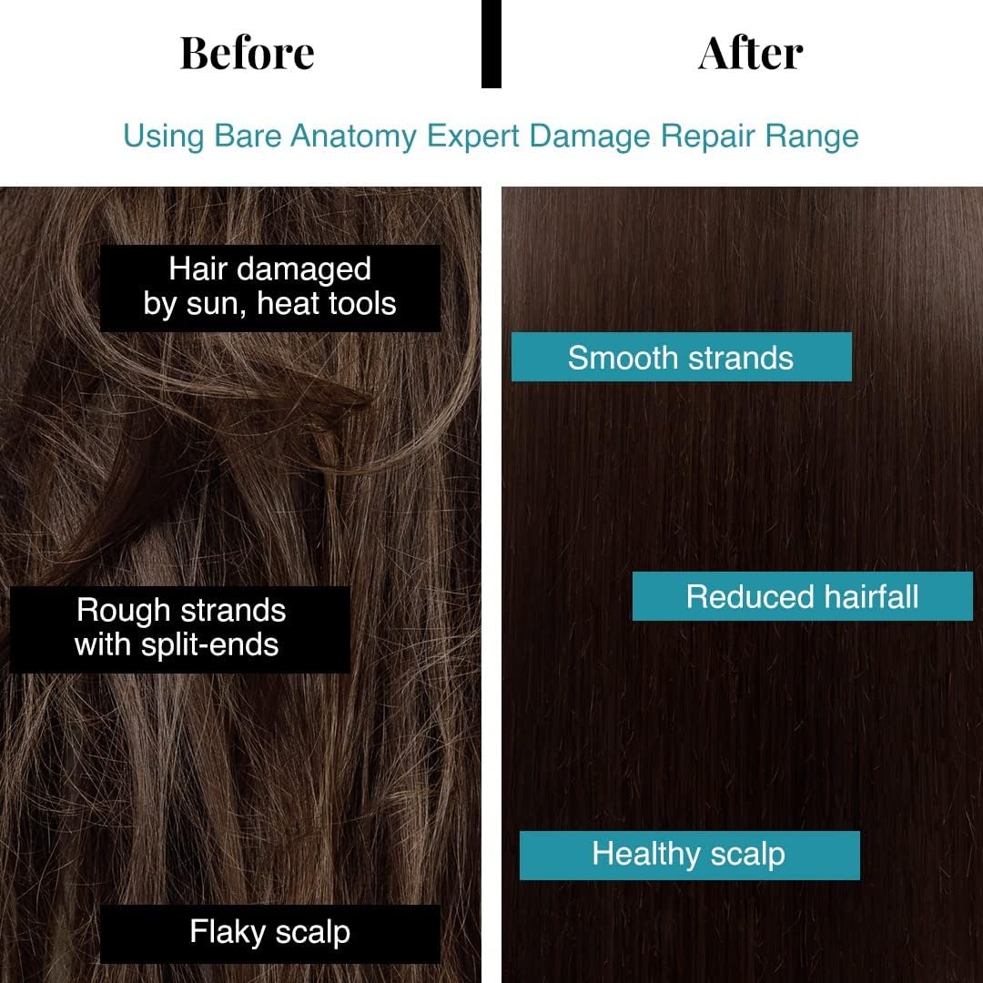 Bare Anatomy Damage Repair Hair Serum, Powered by Cera3x Technology Delivers 3x Hair Strengthening, Serum for Hair Smoothing for Dry and Frizzy Hair, 50ml