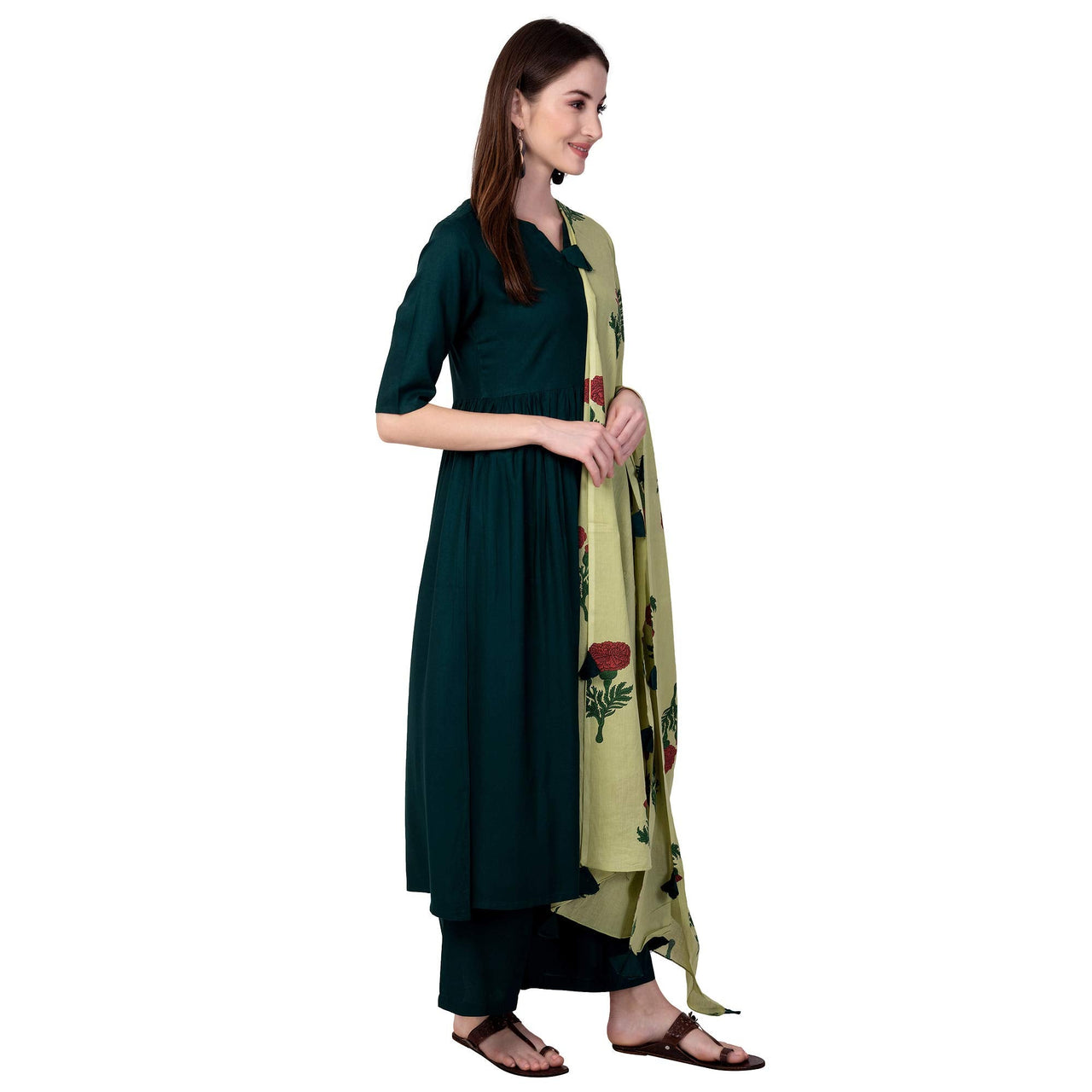 Amayra Women's  Rayon Solid Anarkali Salwar Suit(TCK078_Green)