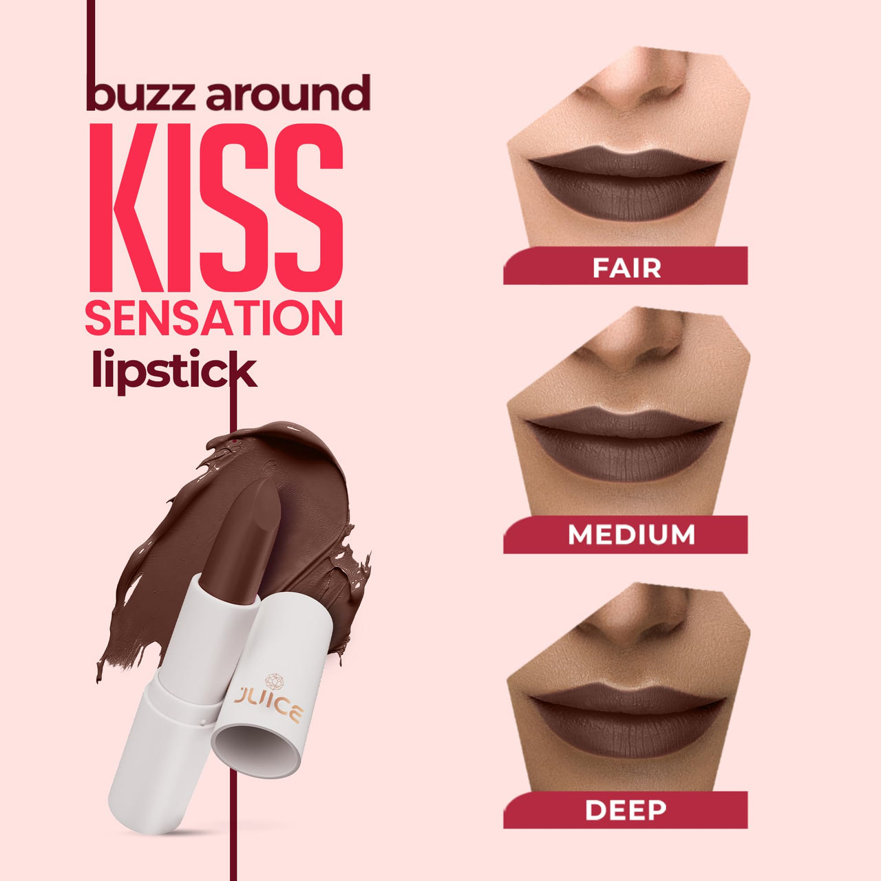 Juice Kiss Sensation Lipstick with Goodness of Bio Retinol, UV Protection & Long lasting Lipstick (Browned - M17)