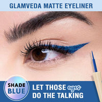Glamveda Super Matte Liquid Eyeliner – Blue, Smudge-Proof, Waterproof, Quick Drying | 24-Hour Long Stay | Smooth Application | Bold, Clean, Smudge-Free Look