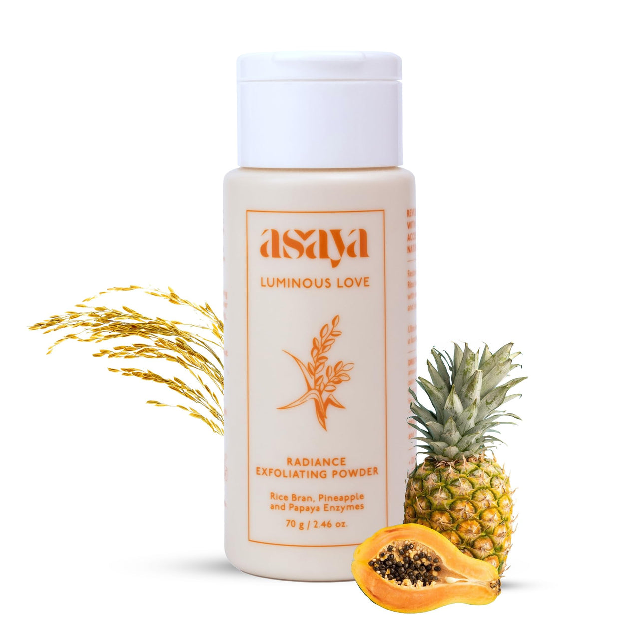 Asaya Exfoliating Face Scrub | Powder-to-Foam Cleanser with Korean Rice, Pineapple & Papaya Enzymes | Removes Tan, Dead Skin, Blackheads & Whiteheads | Brightens & Smoothens | Gentle Daily Enzymatic Exfoliation | pH Balancing & Pore Cleansing | For Oily,
