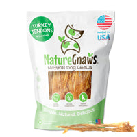 Nature Gnaws Turkey Tendons - Premium Natural Chew Treats - Delicious Reward Snack for Small Medium & Large Dogs - Made in The USA 8 oz Bag 8 Ounce (Pack of 1)