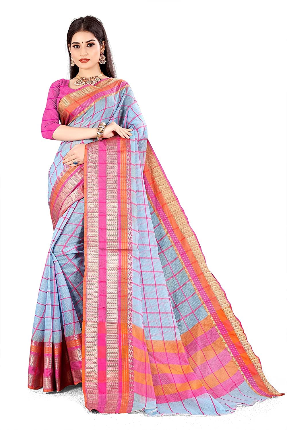 Amazon Brand - Anarva Soft Heavy & Cotton Silk Sarees for women, Beautiful saree free size with unstitched Blouse Piece