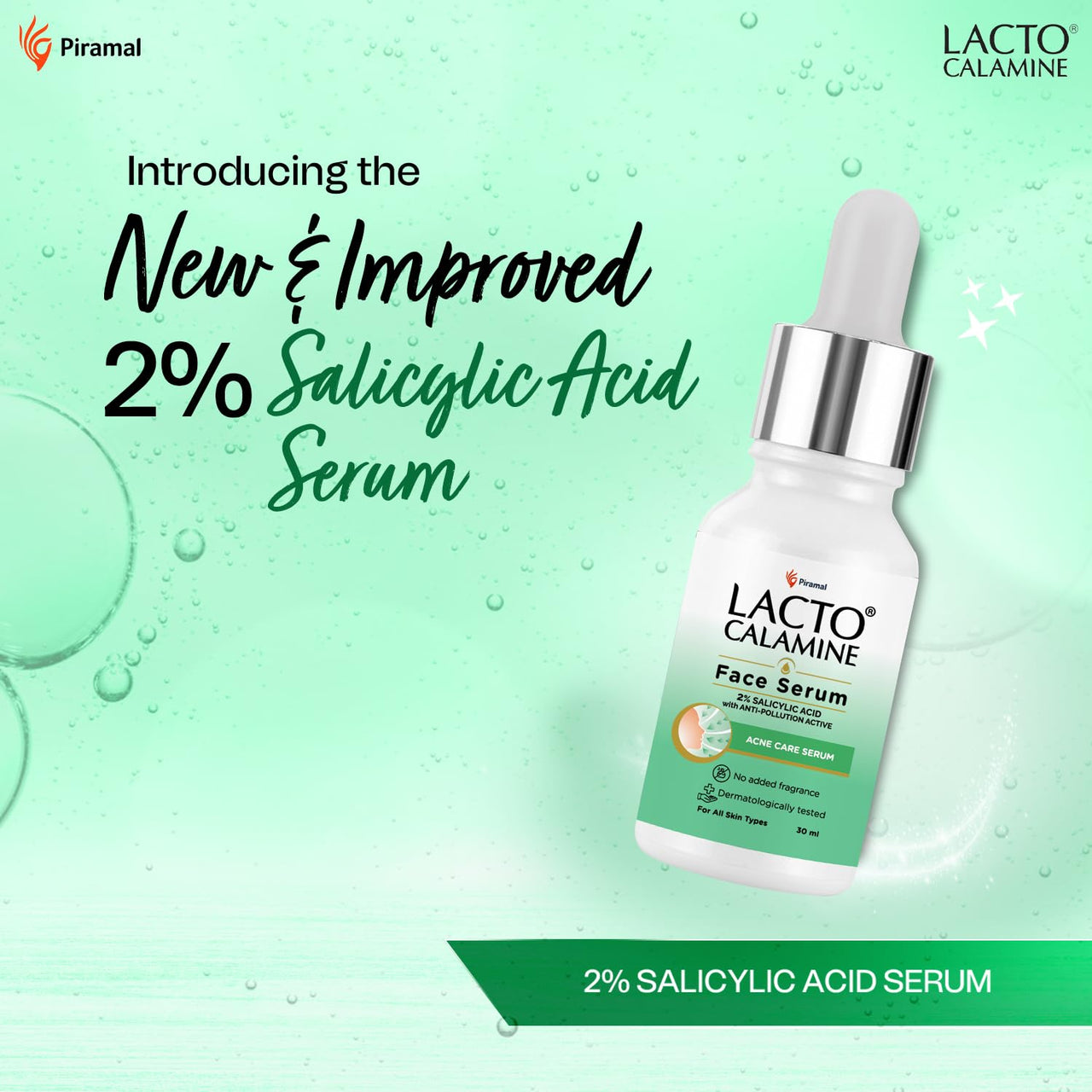 Lacto Calamine 2% Salicylic Acid Serum | 30ml | Face Serum For Acne, Blackheads, Oil control & Open Pores | Serum For Clear Skin | Face Serum for Women & Men | Dermatologically Tested & Fragrance Free
