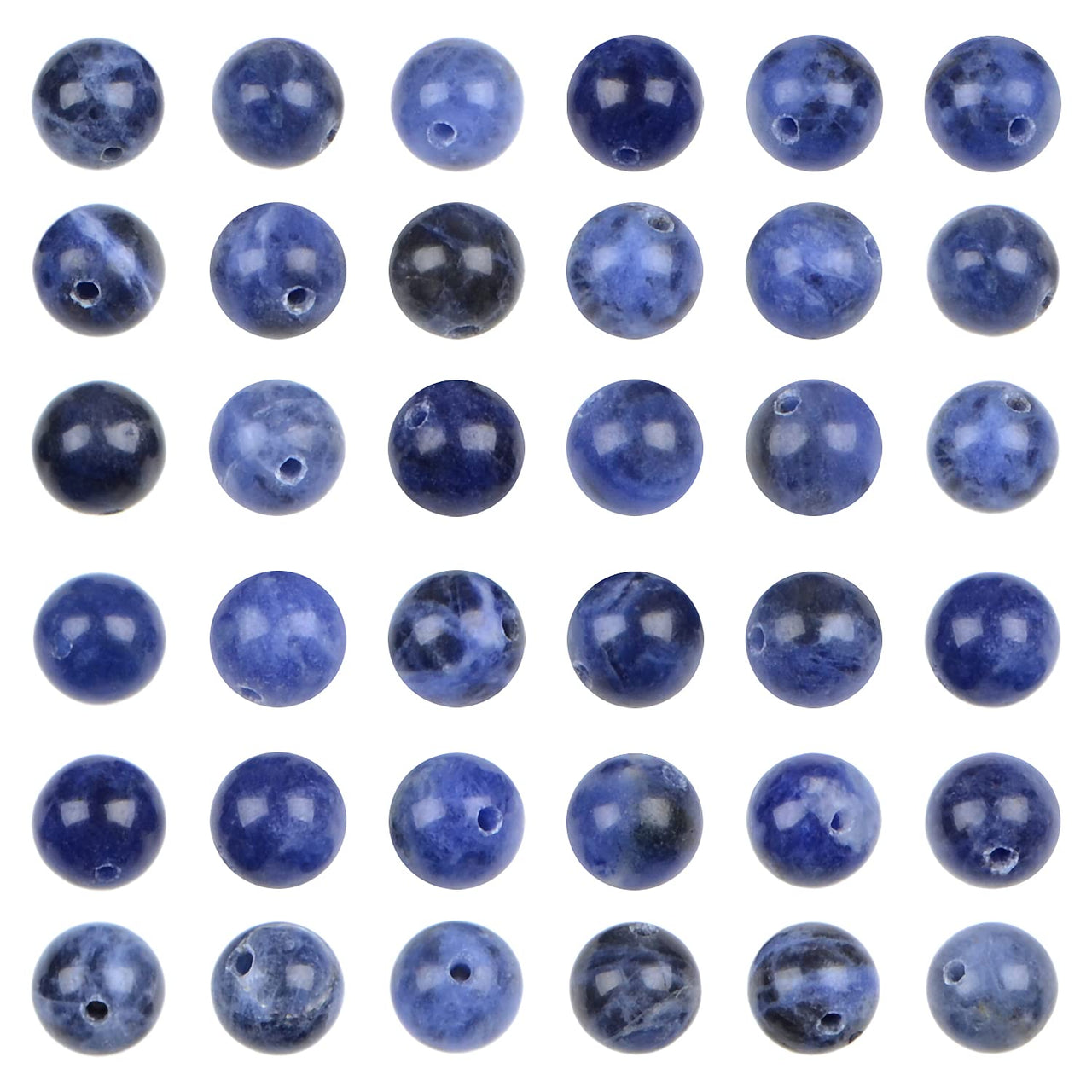 Bymitel 140Pcs Natural Crystal Beads Stone Gemstone Round Energy Healing Loose Beads with Stretch Cord for Jewelry Making Bracelets Anklets (Blue Sodalite, 8mm 140pcs) Blue Sodalite