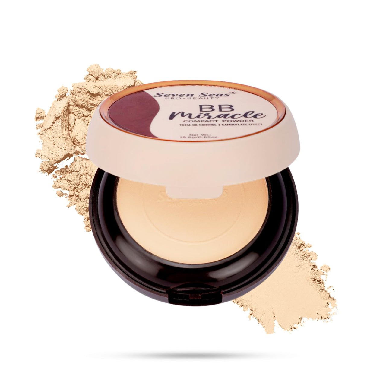 Seven Seas BB Miracle Compact Powder 2 in 1 Brightness Compact Powder | Oil Control, Lightweight Compact Powder with SPF to Protect Skin from Sun | compact powder for women (Nude)
