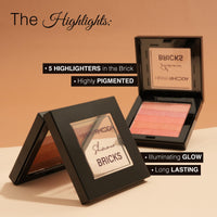 Hilary Rhoda Shimmer Bricks Highlighter Palette | Bronzers, Highlighters & Blushes | Highly Pigmented | Long Lasting & Illuminating Glow - 8.1g (Shade - 02)